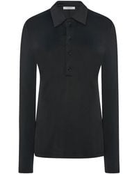Another Tomorrow - Long-Sleeve Polo Top - Lyst