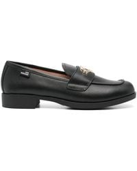Love Moschino - Logo-plaque Leather Loafers - Lyst