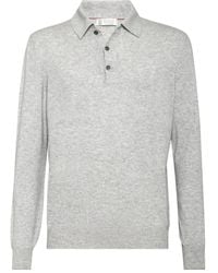 Brunello Cucinelli - Long-Sleeve Cashmere Polo Shirt - Lyst