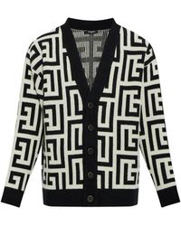 Balmain - Monogram-Pattern Cardigan - Lyst
