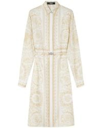 Versace - Printed Silk Twill Midi Shirt Dress - Lyst