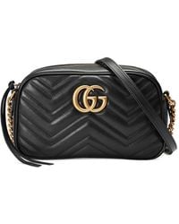 gg marmont matelassé mini bag black