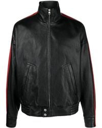 Alexander McQueen - Striped Leather Biker Jacket - Lyst