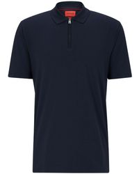 HUGO - Zip-up Short-sleeve Piqué Polo Shirt - Lyst