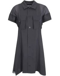 Sacai - Robe Courte En Laine Tailleur À Poches - Lyst