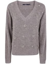 Seventy - Pull À Détails De Cristaux Et Col V - Lyst