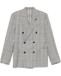 Lardini - Double-Breasted Checked Blazer - Lyst