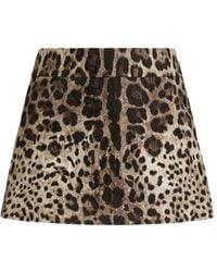 Dolce & Gabbana - Leo-Print Brocade Mini Skirt - Lyst