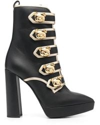 Moschino - Teddy Bear Button-Detail Leather Boots - Lyst
