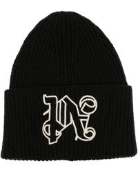 Palm Angels - Monogram Embroidered Wool Beanie - Lyst