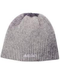 AMISH - Logo-Embroidered Ribbed Beanie Hat - Lyst