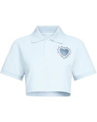 Area - Crystal-Embellished Cropped Polo - Lyst
