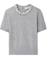 Tory Burch - Sequin-Embellished Short-Sleeve Top - Lyst