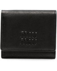 Miu Miu - Logo-Embossed Trifold Wallet - Lyst