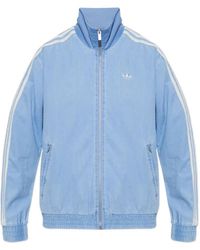 adidas - Logo-Embroidered Side-Stripe Denim Jacket - Lyst