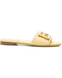 Fendi - Baguette Leather Slides - Lyst
