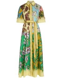 ALÉMAIS - Jerry Floral-Print Belted Maxi Shirt Dress - Lyst