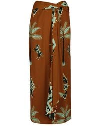 Johanna Ortiz - Wrap Horses Palms Print Midi Draped Skirt - Lyst