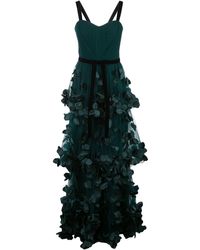 Marchesa notte Abito da sera smanicato - Verde