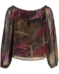 Desigual - Abstract-Print Off-Shoulder Blouse - Lyst