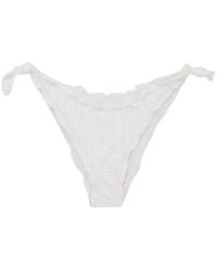 MC2 Saint Barth - Classic Moon Sangallo-Embroidered Bikini Bottoms - Lyst