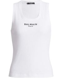 Balmain - Paris Embroidered Vest Top - Lyst
