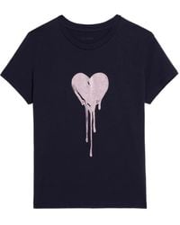 Zadig & Voltaire - Walk T-Shirt Met Hart En Stras - Lyst