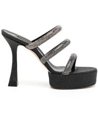 Casadei - Rhinestone-Strap Heeled Mule Sandals - Lyst