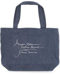 Maison Kitsuné - Logo Denim Tote Bag - Lyst