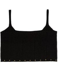 A PAPER KID - Studded Knitted Top - Lyst