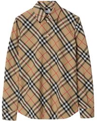 Burberry - Check-pattern Cotton Shirt - Lyst