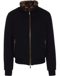 Moorer - Bellati Shearling-Collar Zip Bomber Jacket - Lyst