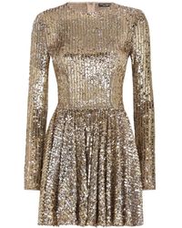 Dolce & Gabbana - Sequin-embellished Pleated Minidress - Lyst