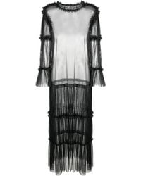 MM6 by Maison Margiela - Sheer Long Length Ruffle Trim Blouse - Lyst
