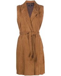 Arma - Sleeveless Belted Suede Trench Coat - Lyst