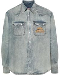 KENZO - Camicia denim con ricamo - Lyst