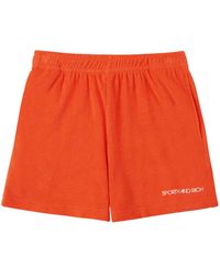 Sporty & Rich - Logo-embroidered Cotton Shorts - Lyst