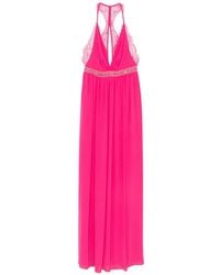 Anna Molinari - Robe Longue À Finitions En Dentelle Et À Ornements De Cristaux - Lyst