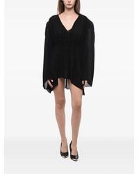 Wardrobe NYC - Gathered V-Neck Asymmetric Mini Dress - Lyst