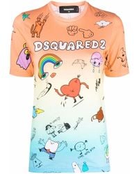 DSquared² - T-Shirt Con Stampa Grafica - Lyst