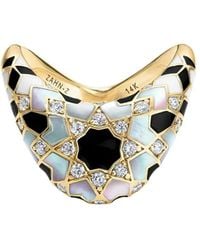 ZAHN-Z - 14K Big Zaha Secrets Revealed Diamond And Mother-Of-Pearl Ring - Lyst