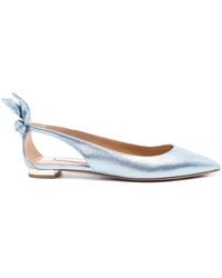 Aquazzura - Bow Tie Leather Ballerinas - Lyst
