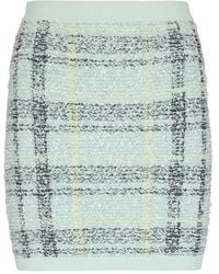 Balmain - Geruite Tweed Mini-Rok Met Glitter - Lyst
