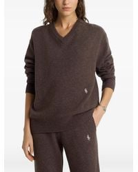 Sporty & Rich - V-Neck Embroidered-Logo Sweater - Lyst