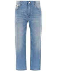 Moschino - Logo-Patch Straight-Leg Jeans - Lyst