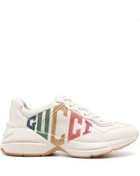 Gucci - Rhyton Logo Leather Trainers - Lyst