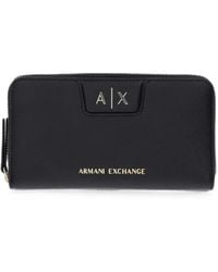 ARMANI EXCHANGE - Logo-Plaque Zip-Around Wallet - Lyst