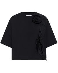 Max Mara - Ruffled Floral-Appliqué T-Shirt - Lyst