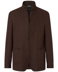 ZEGNA - Il Conte Oasi Lino Buttoned Jacket - Lyst