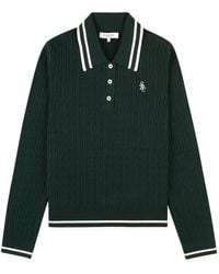 Sporty & Rich - Cable-Knit Striped Polo Shirt - Lyst